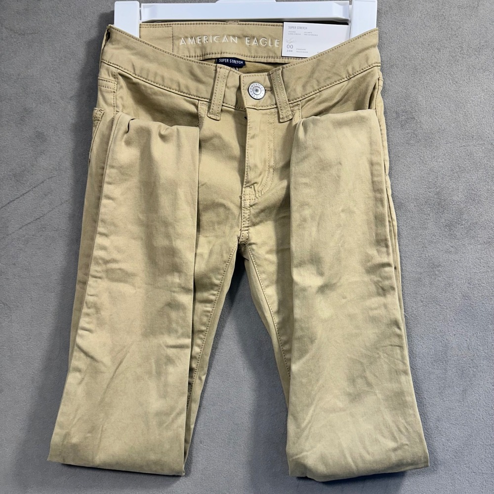 American‎ Eagle Jeggings Womens 00 Khaki Tan Super Stretch Low Rise Excellent - Picture 5 of 8